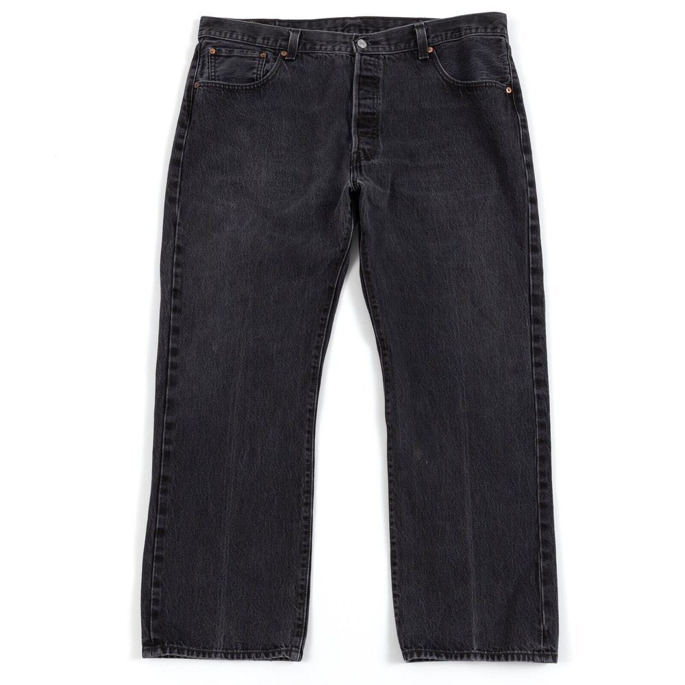 Levi's 501 Button Fly Men's Size 40x30 Faded Black Denim Skater Measures 39x28